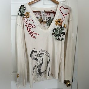 JW dragon striker off white v-neck blouse (size large)